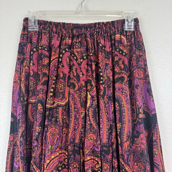 Vintage Nygard Collection Silk Floral Paisley Pleated Pull On Midi Skirt S/M - Picture 2 of 16